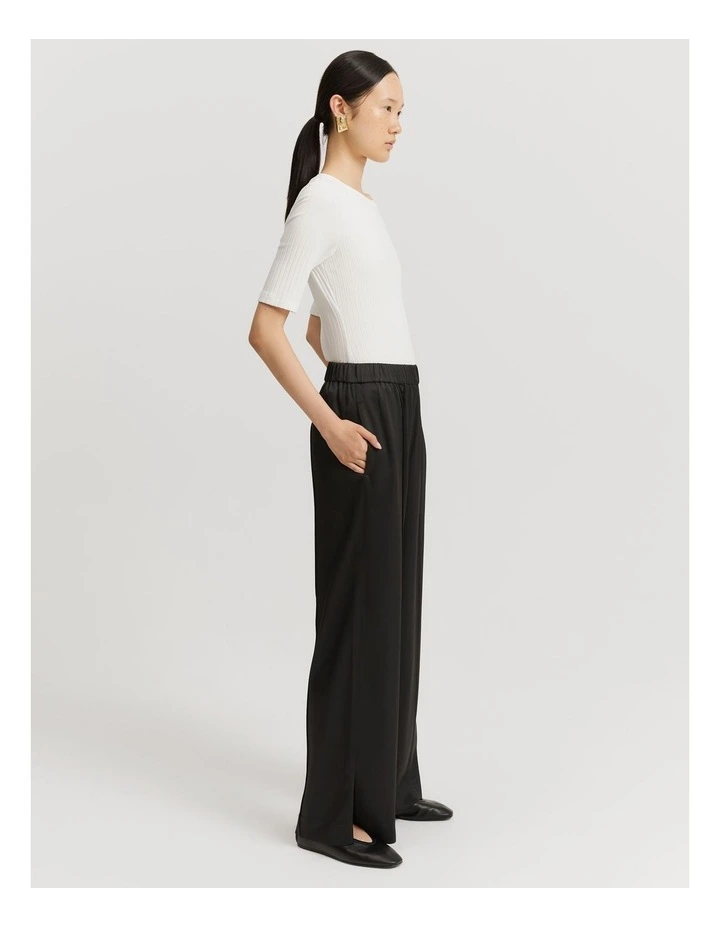 Satin Pull-on Pant in Black