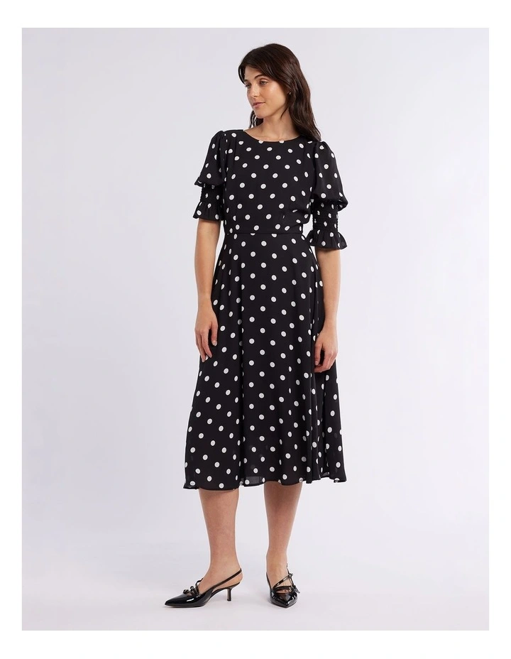 Dalmatian Midi Dress in Black/Ivory