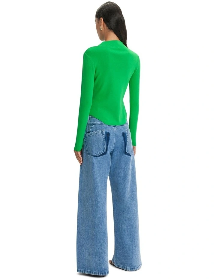 Corset Hem Knit in Bright Green