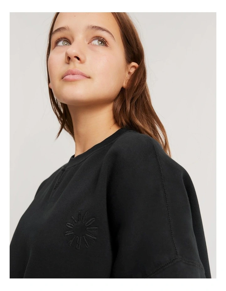 Australian Cotton Teen Circle Logo Sweat in Black