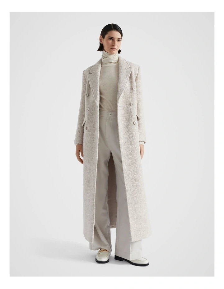Boucle Longline Coat in Oat