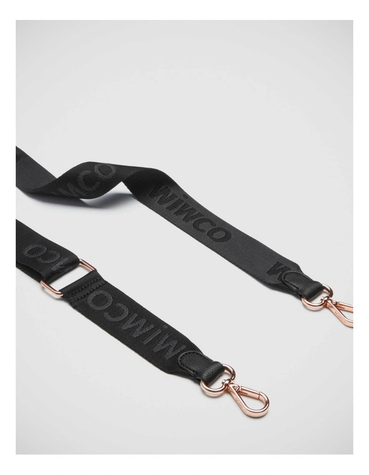 Webbing Bag Strap in Black Rose Gold