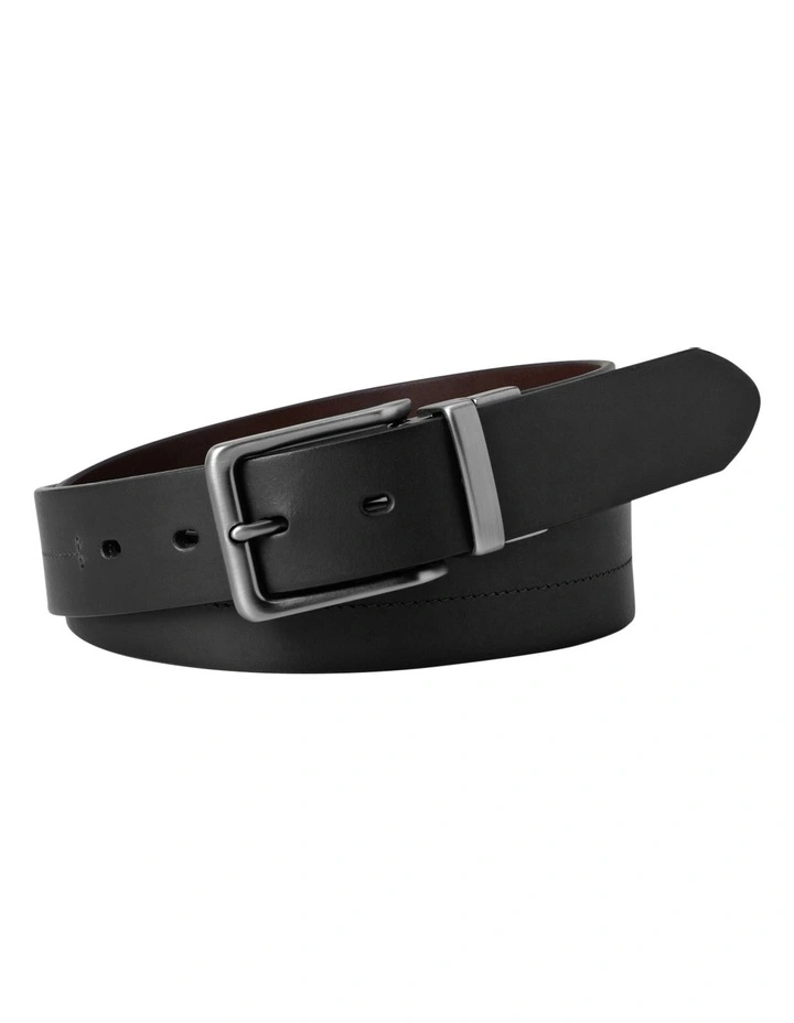 Brandon Black Leather Reversible Belt