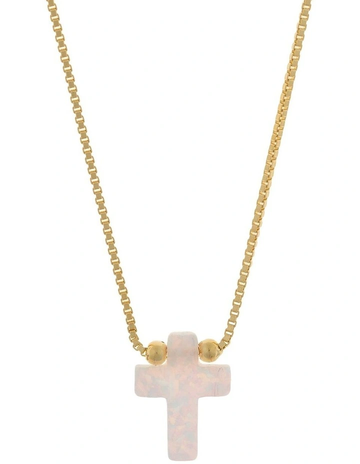 Sterling Silver Mini Cross Gold Fine Necklace White