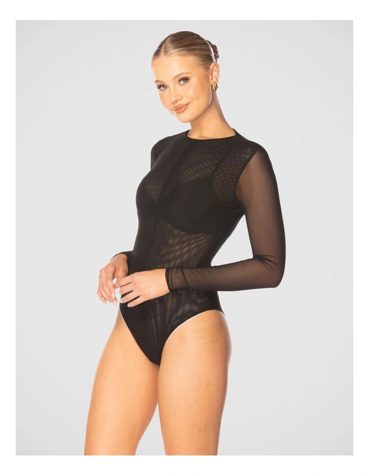 Sarah Mesh Bodysuit in Black