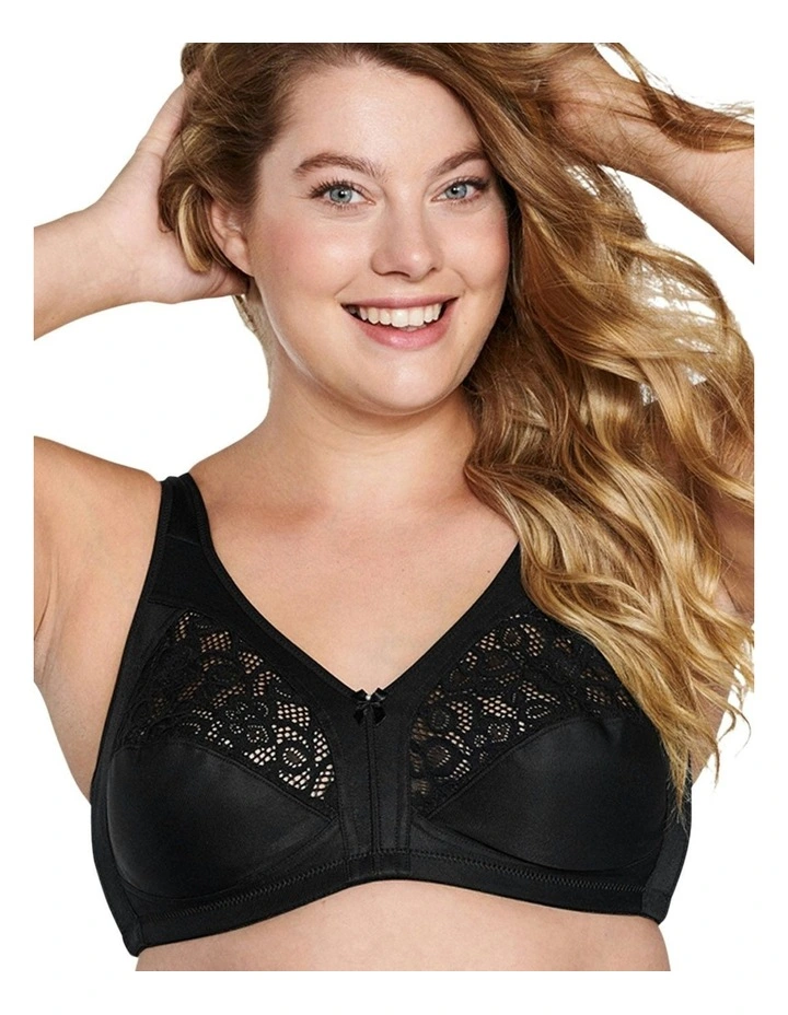 Plus Size Wirefree Bra With Padded Straps in Black
