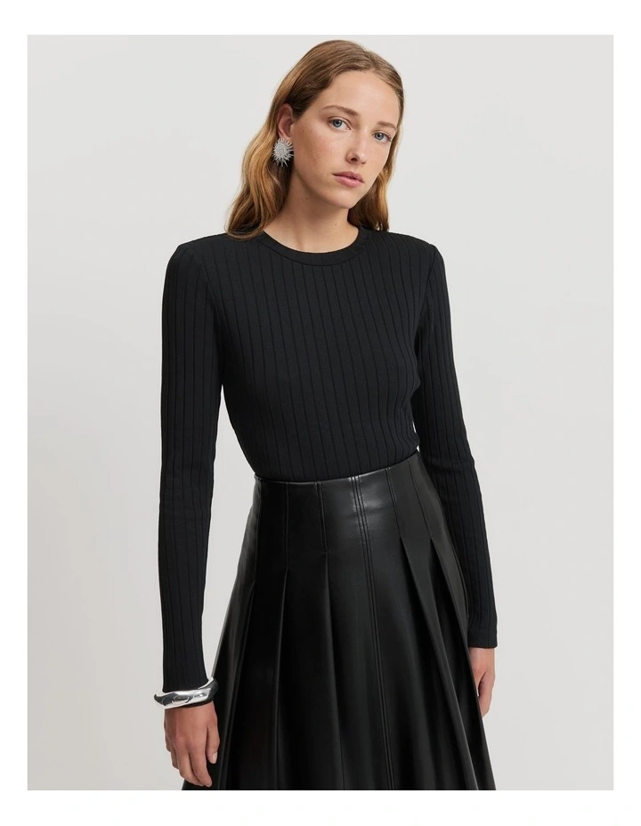Long Sleeve Rib Top in Black