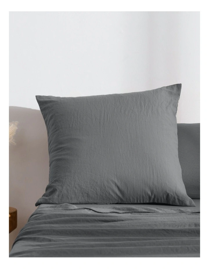 Superfine Washed Microfibre European Pillowcase in Charcoal