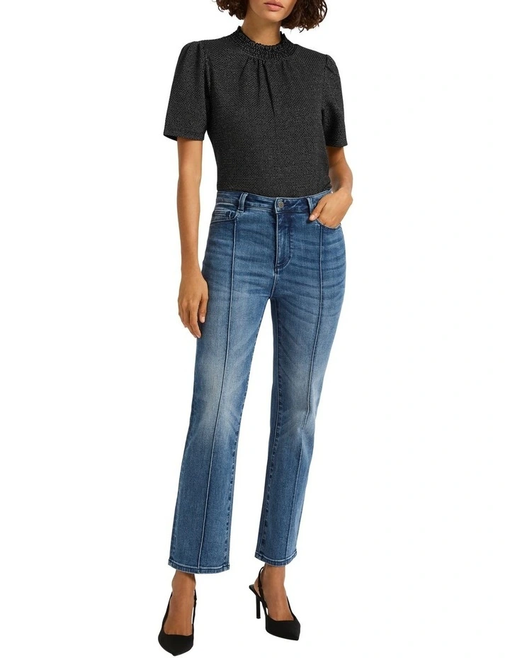 Georgina Mock Neck Top in Black