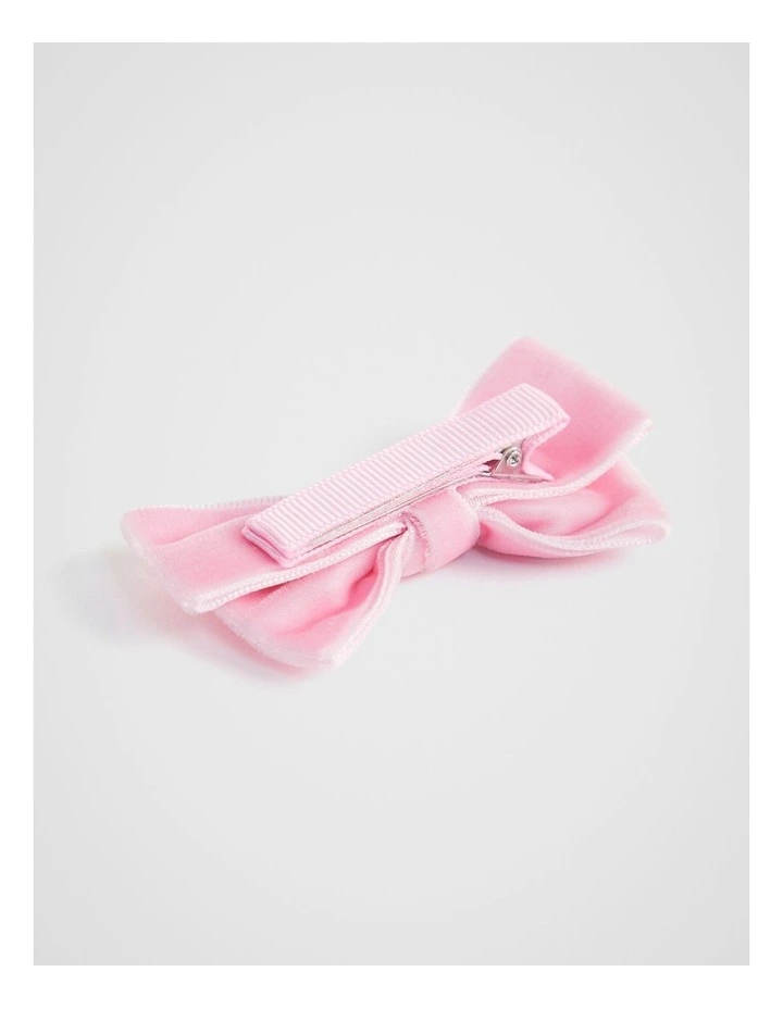 Large Velvet Bow Duck Clip in Candy Pink