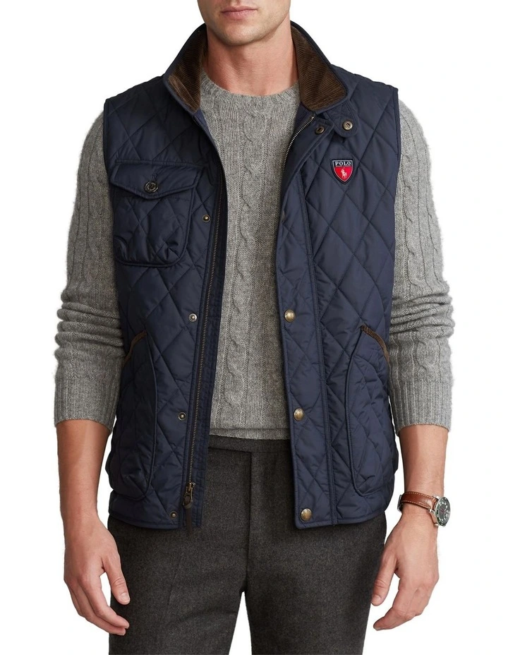 Water-Repellent Quilted Vest Navy