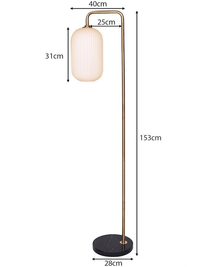 Metal Floor Lamp with Opal Glass Shade