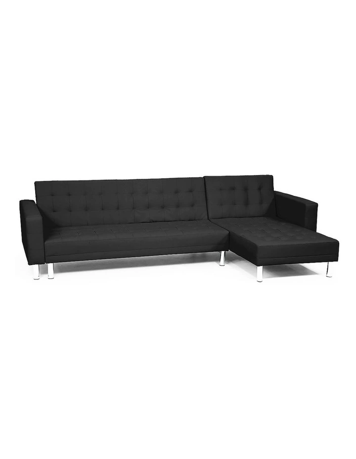Corner Faux Leather Sofa Bed Couch with Chaise Black