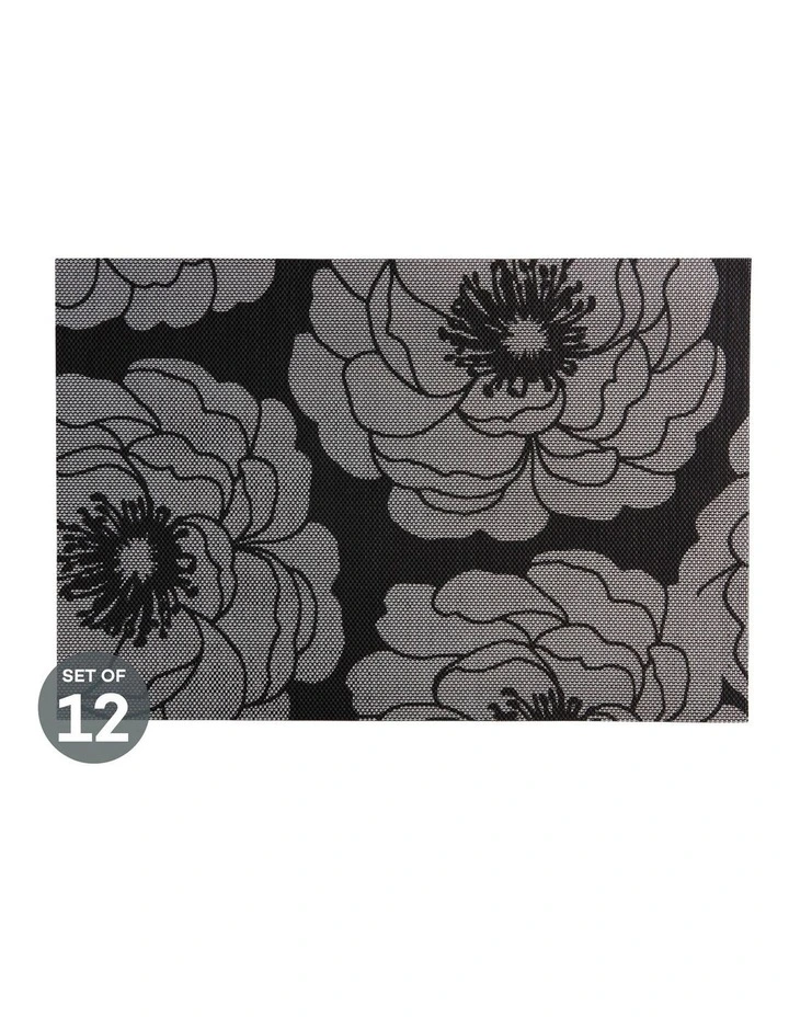 Placemat Camellia 45x30cm Silver Set of 12