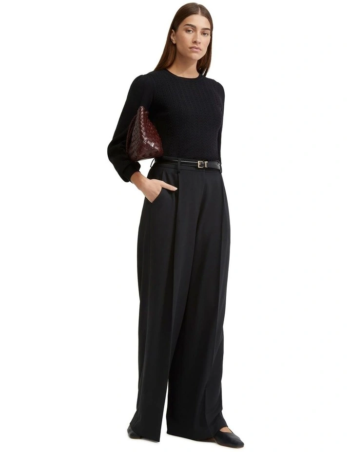 Kirstin Cable Knit Top in Black