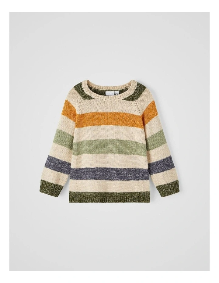 Motal Striped Knit Sweater in Peyote Melange