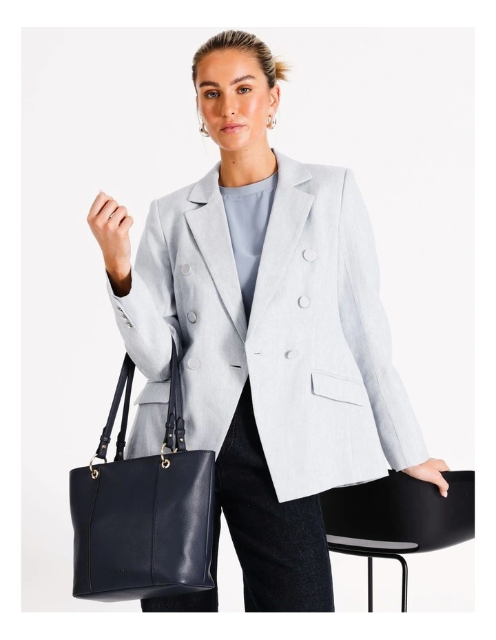 Ajay Zip Top Tote Bag in Navy
