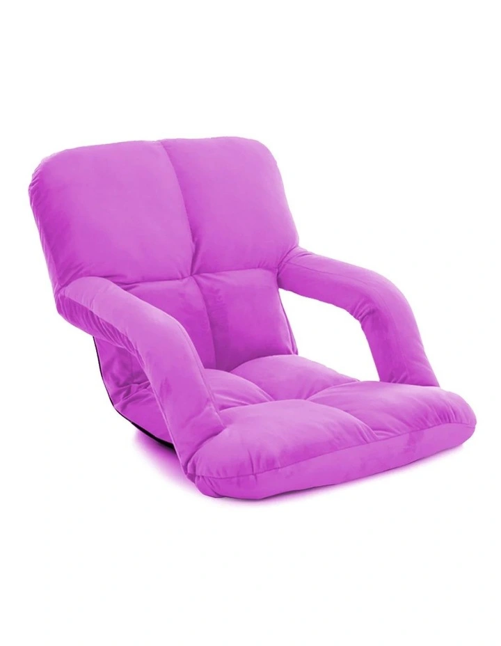 Foldable Floor Lounge Recliner Chair With Armrest in Purple