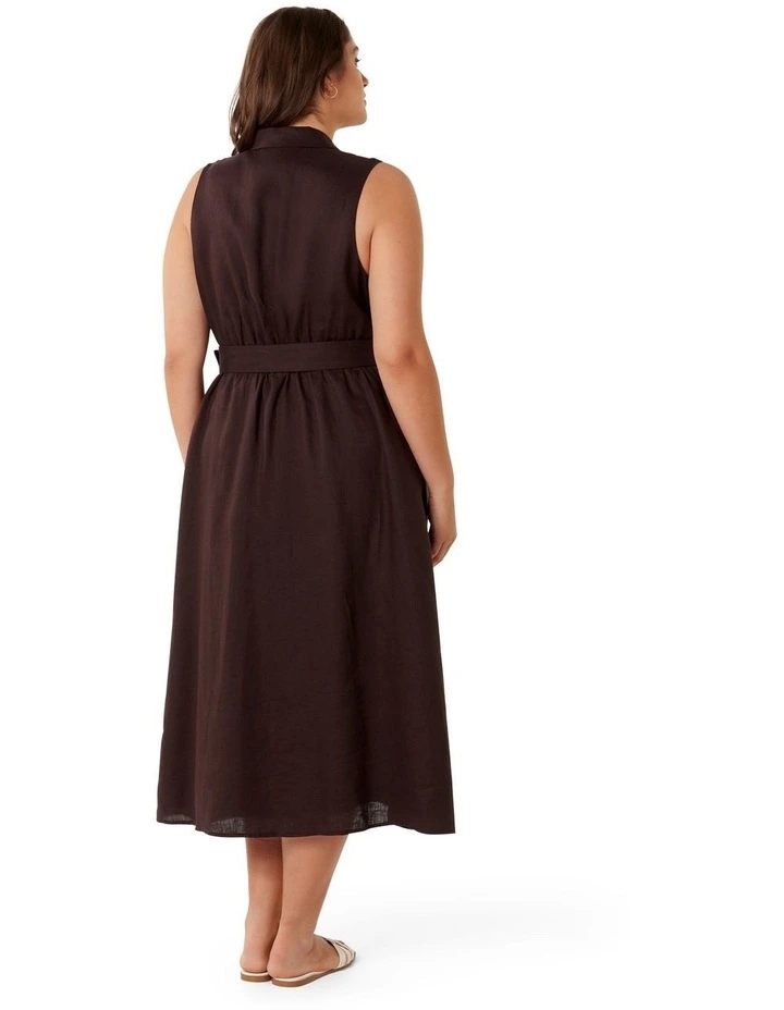 Gabbriette Button Midi Dress in Chocolate