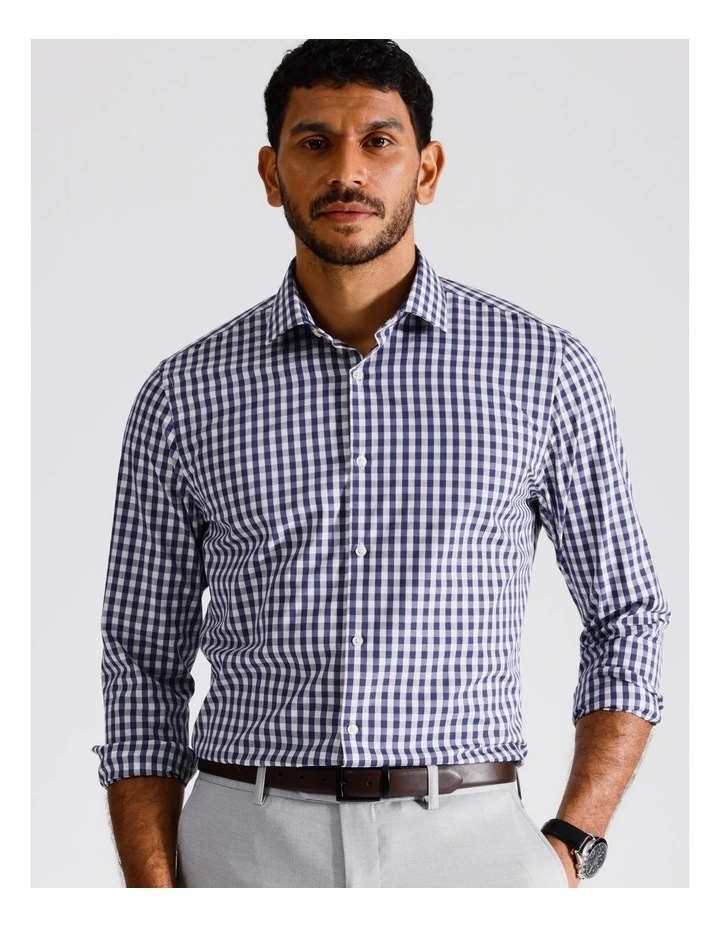 Slim Long Sleeve Shirt 2 Colour Mid Check In Blue