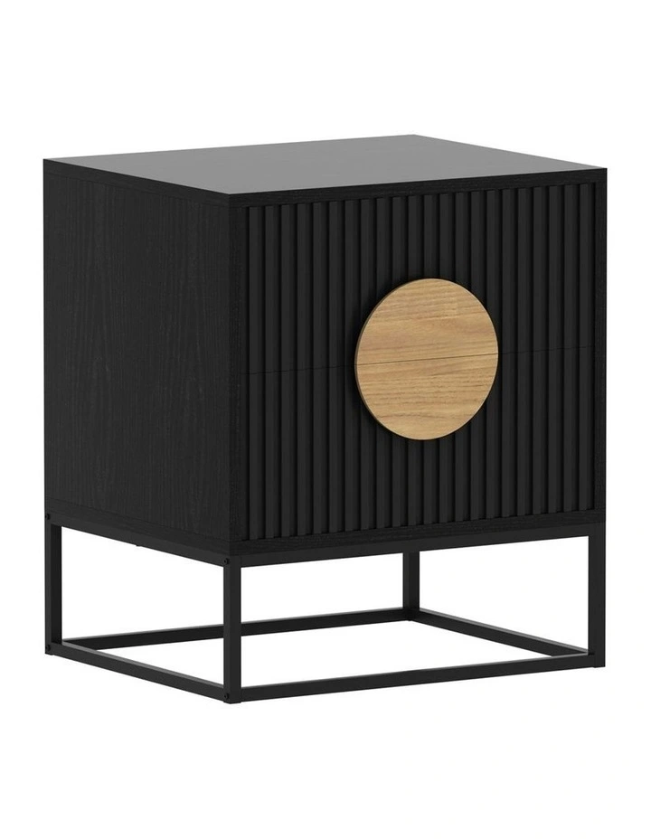 Belmonte Fluted Bedside Table in Black
