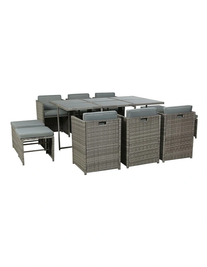 Outdoor Dining Set 11 Piece in Grey