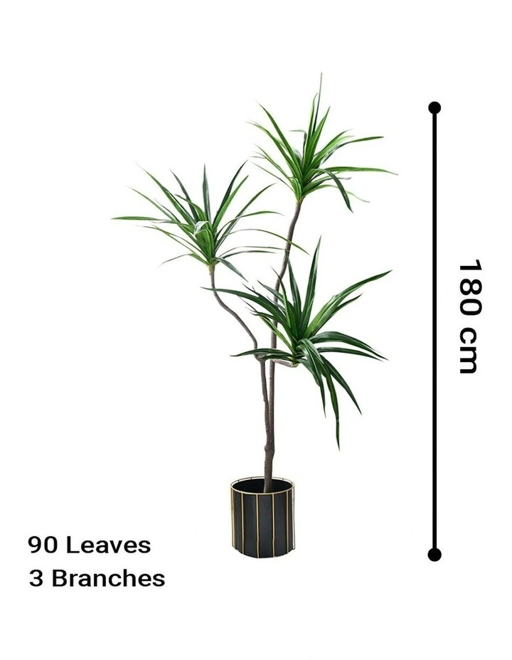 Potted Brazlian Iron 3 Heads Artificial Plant 180cm in Multi