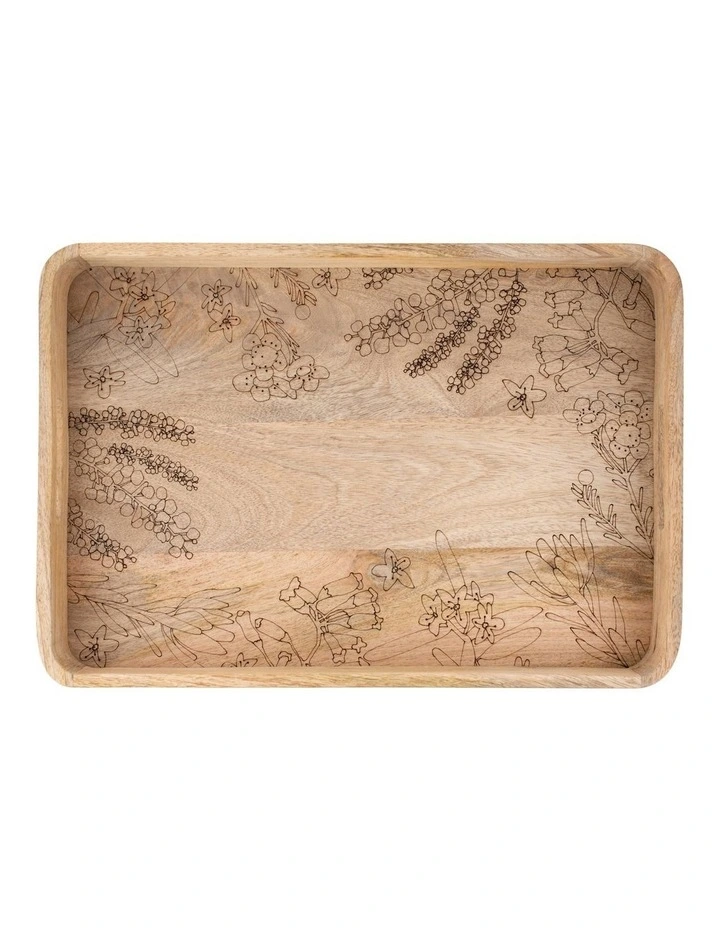 Wildflowers Rectangular Serving Tray 50x35x6cm in Wood