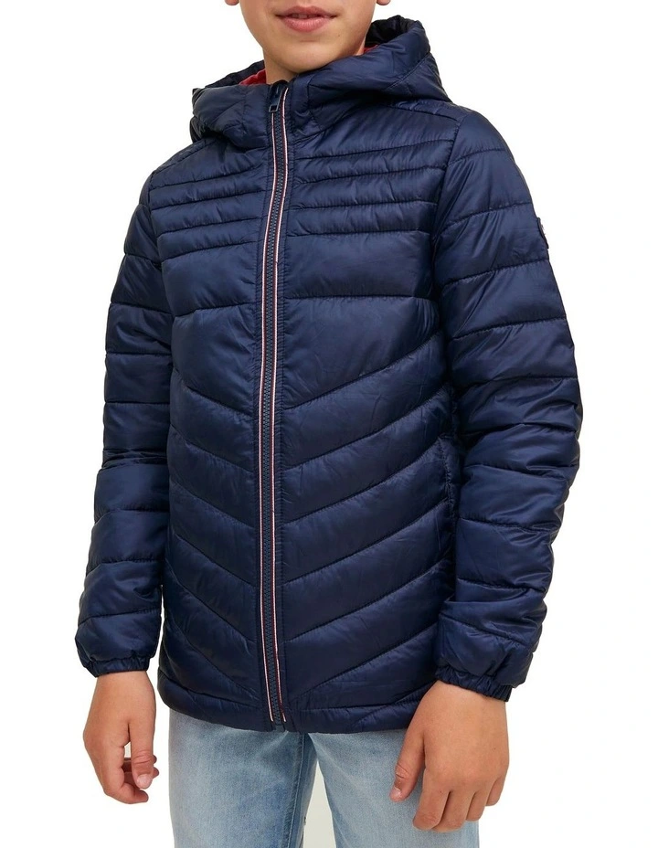 Hero Puffer Hood Jacket in Navy Blazer (Contrast)