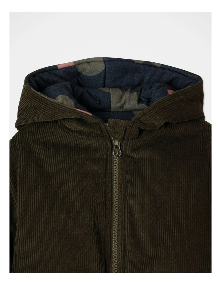 Benny Padded Cord Jacket in Dark Green