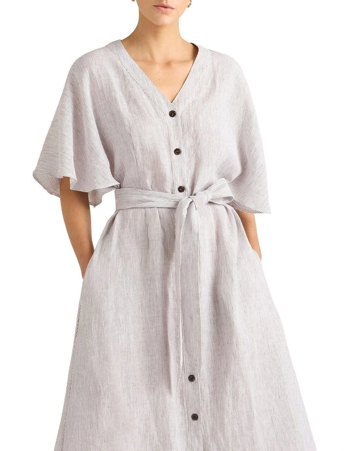 Merci Linen Stripe Dress in Cedar Stripe
