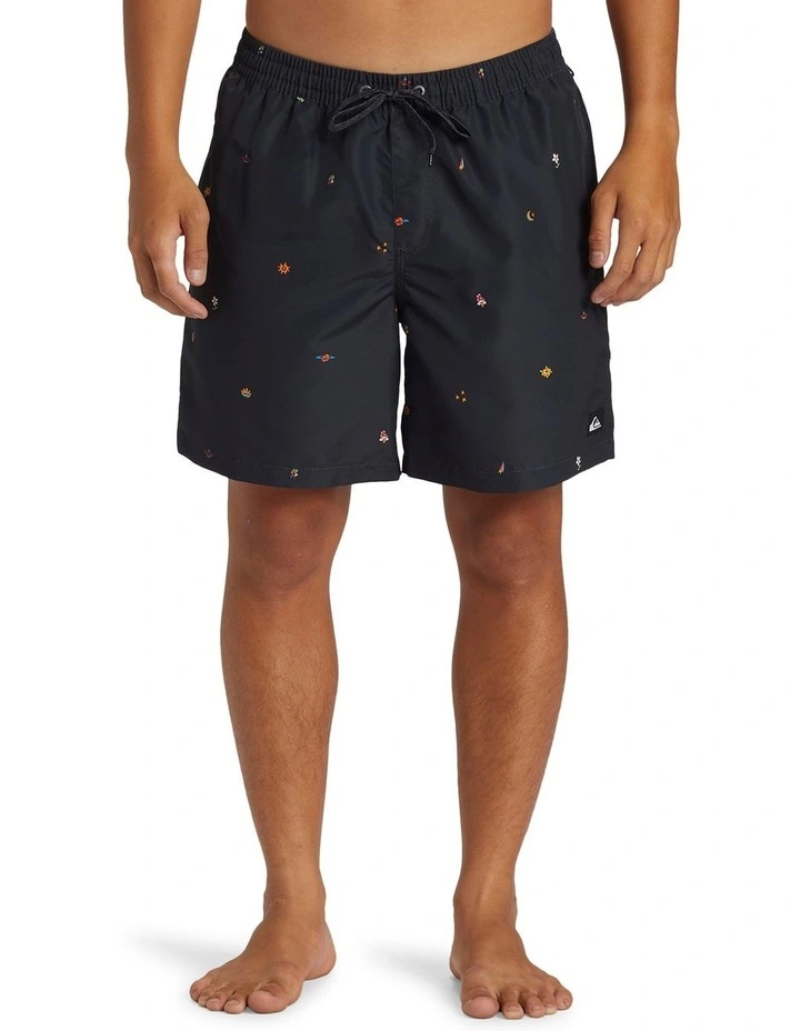 Remade Mix Volley 17" Swim Shorts in Black