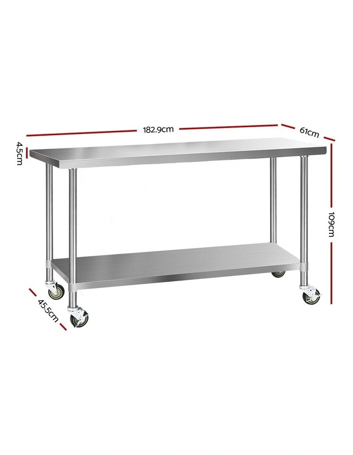 Commercial 43 Stainless Steel Bench 1829x61mm