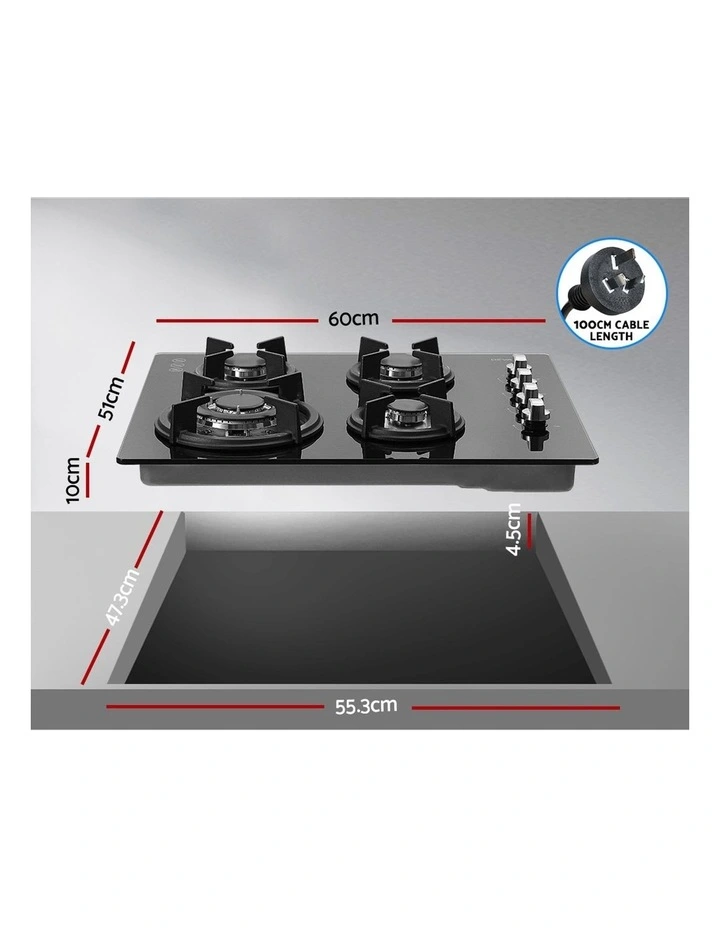 Gas Cooktop 60cm 4 Burner Ceramic
