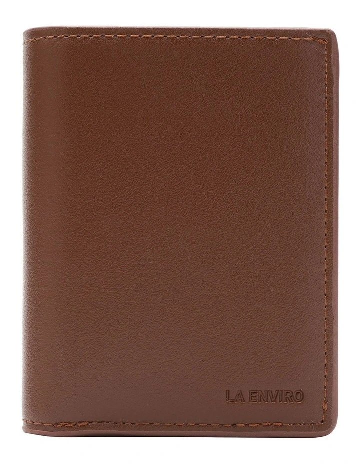 Stanley Minimalist Coin Pocket Vegan Leather Wallet in Brown