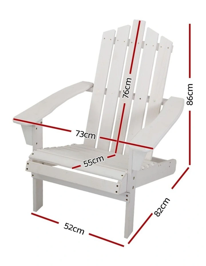 Outdoor Sun Lounge Beach Chairs Table Setting Wooden Adirondack Patio White