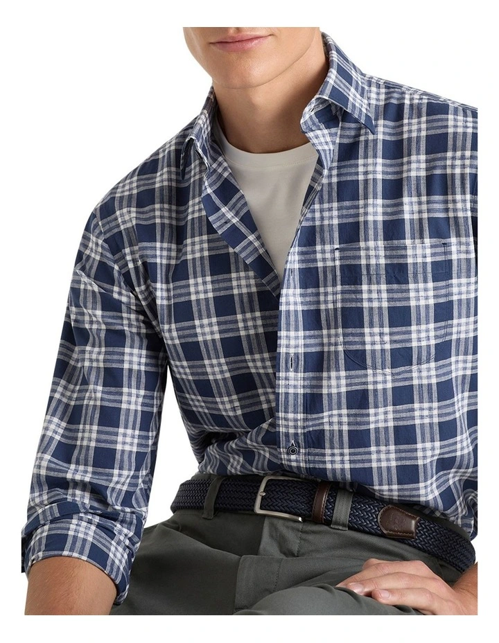 Marcel Check Shirt in White/Navy
