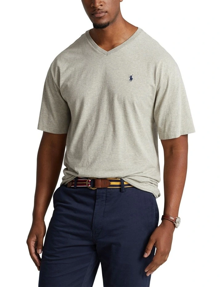 Jersey V-neck T-shirt in Grey