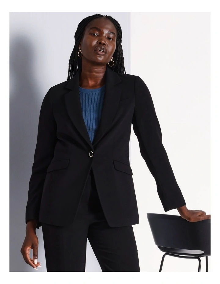 Ava Single Button Blazer in Black