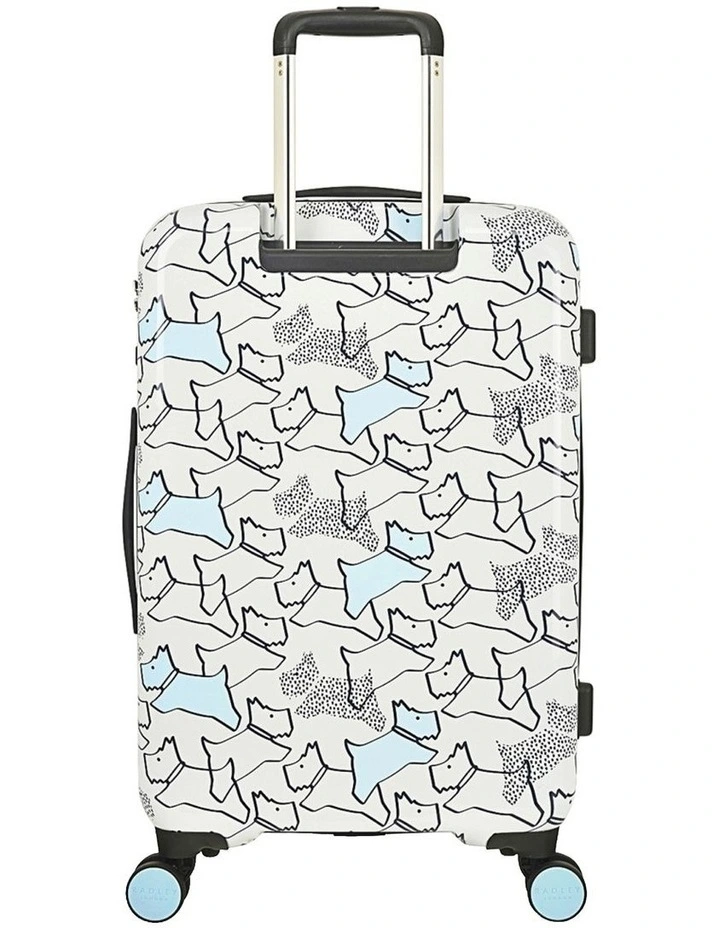 Textured Dog 4 Wheel Medium Suitcase in Pale Blue