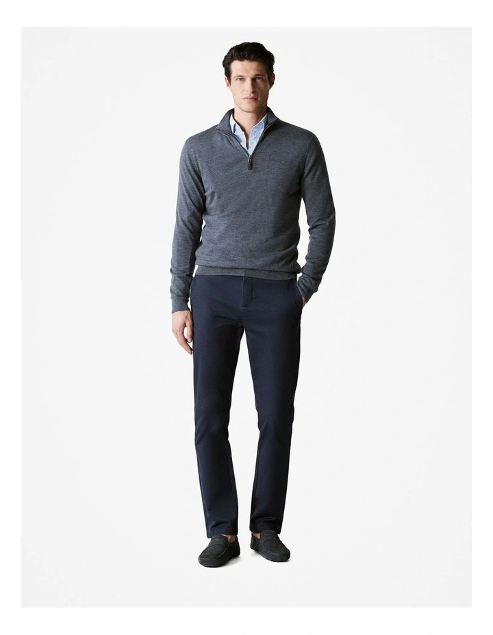 Merino Half Zip Knit in Slate Blue