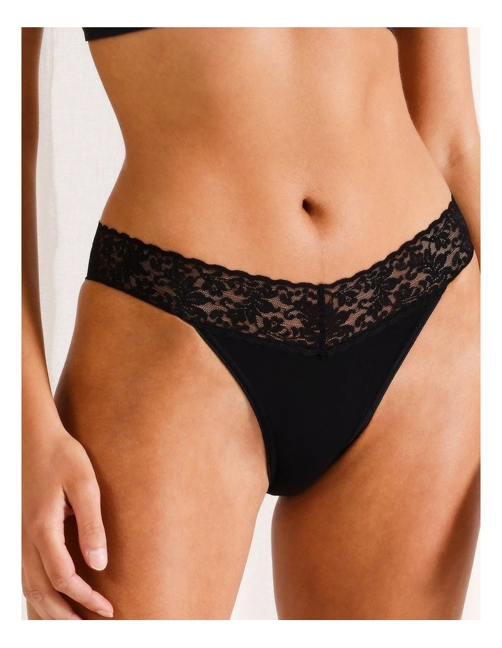 Cotton & Lace Bikini in Black