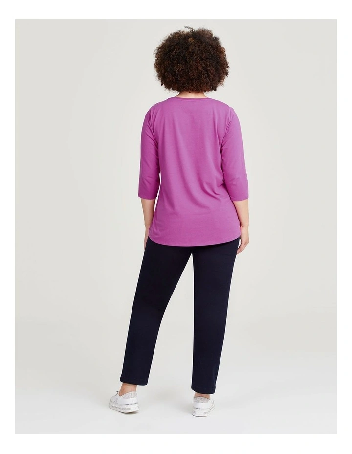 Australian Cotton 3/4 Tee in Magenta