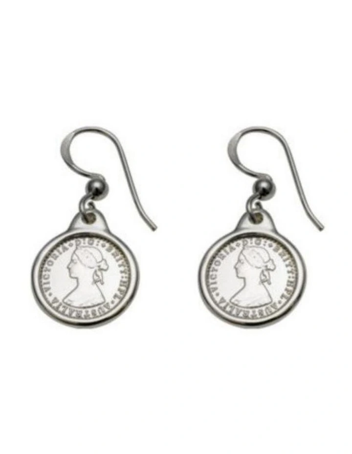 Tiny Australian Sterling Silver Token Bezel Earrings