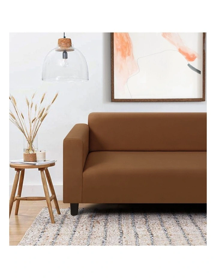 2 Seater Premium Faux Suede Couch Sofa Cover in Rust