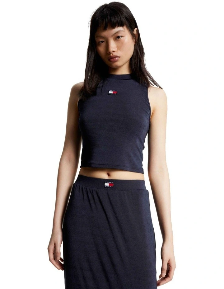 Badge High Neck Tank in Desert Sky