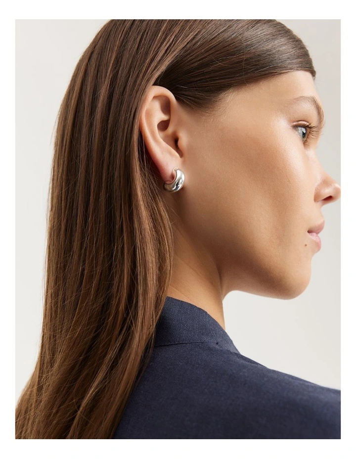 Small Round Hoop Earring in Silver