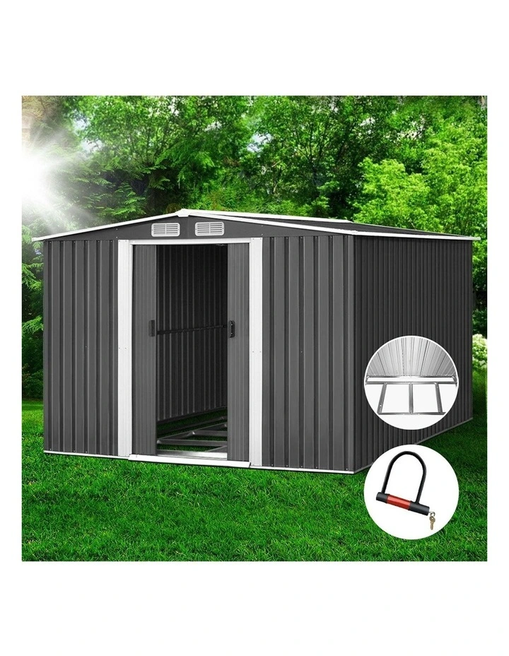 Garden Shed with Metal 2.58x3.14m in Black