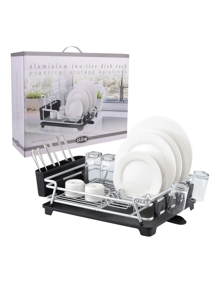 Pinnacle Dish Rack With Draining Board 53 x 37.5 x 15cm in Silver