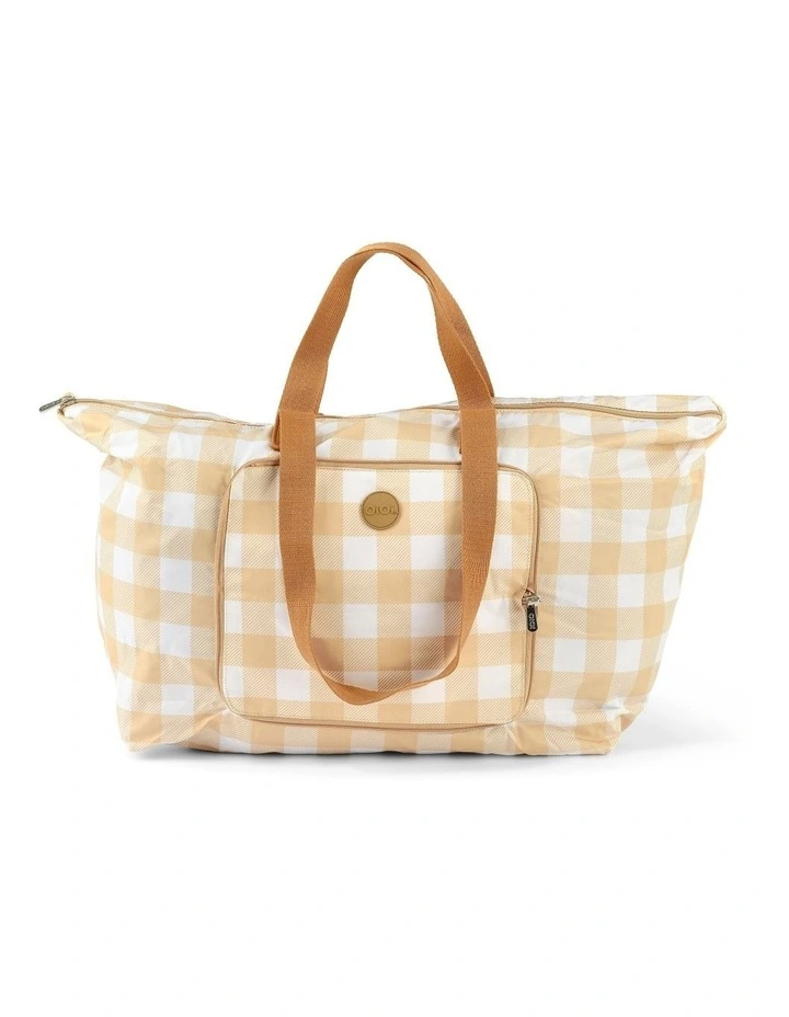 Fold Up Tote in Beige Gingham